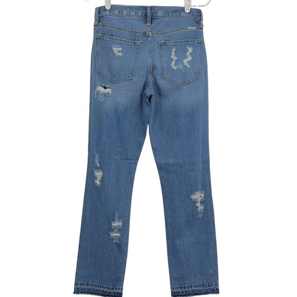 Kancan Women Distressed Raw Hem Mid Rise Blue Denim Jeans Size 24 W28"xL29" - Picture 2 of 10